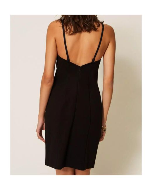 Twinset Black Rhinestones-Embellishment Mini Dress