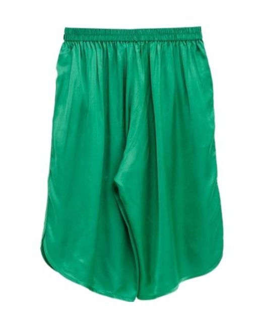 Frankie Shop Green Nelis Lenzing Ecovero-Blend Satin Knee-Lenght Shorts
