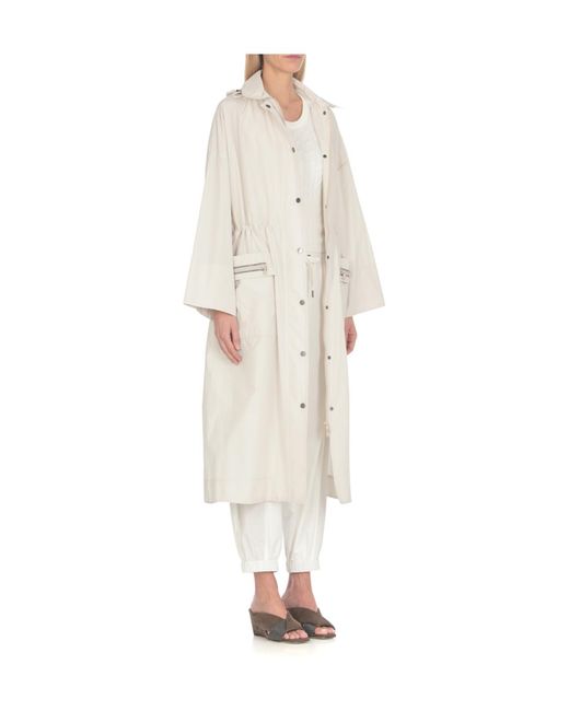 Brunello Cucinelli White Single-Breasted Straight Hem Coat