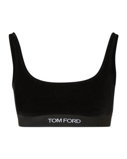 Tom Ford Black Stretch Lustrous Velour Signature Bralette