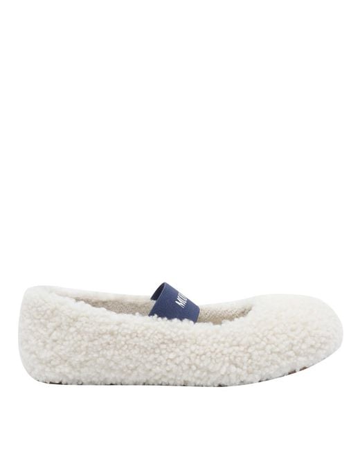 Moon Boot White Logo-Printed Strapped Ballerinas