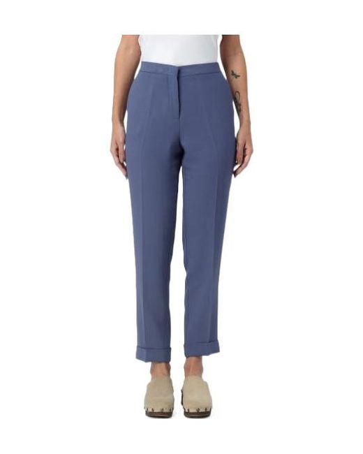 Etro Blue Mid-Rise Tailored Cady Cigarette Trousers