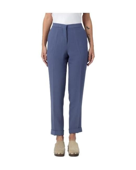 Etro Blue Mid-Rise Tailored Cady Cigarette Trousers