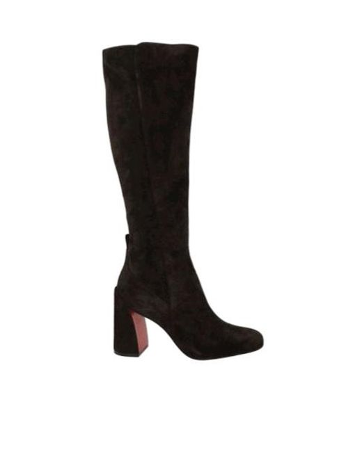 Christian Louboutin Black Block Heel Knee-Length Boots