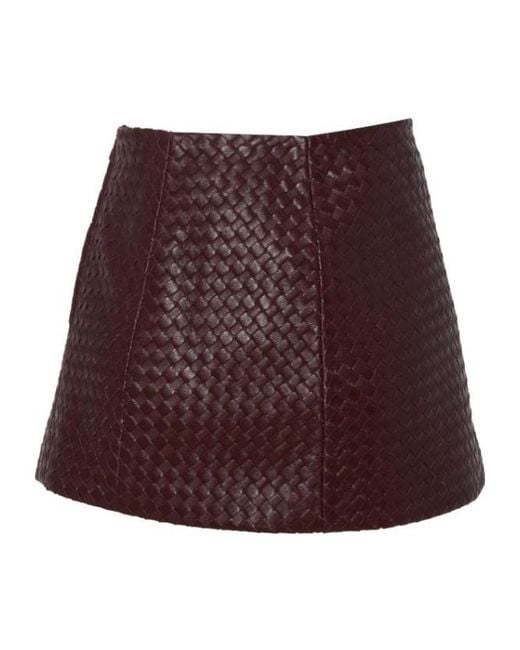 Manokhi Purple Woven Leather Mini Skirt