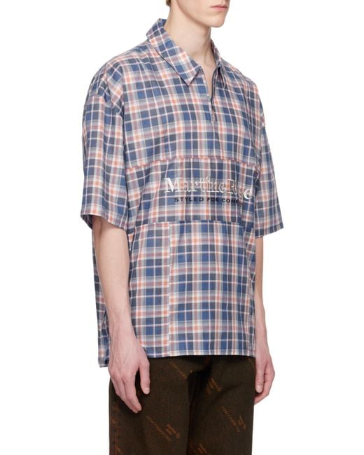 Martine Rose Blue Zip-Up Polo Shirt for men