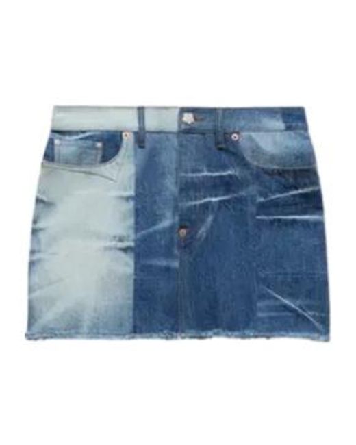 KENZO Blue Patchwork Short Denim Skirt