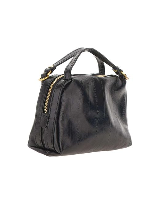 Gianni Chiarini Black Alifa Striped Leather Shoulder Bag