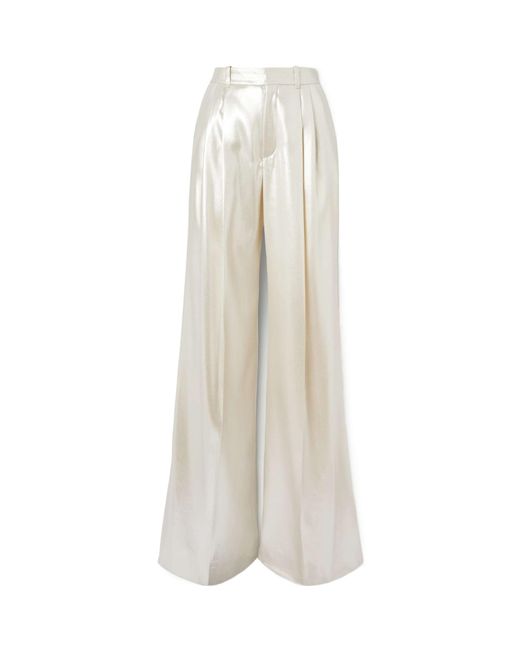 Chloé White Wide-Leg Silk Trousers
