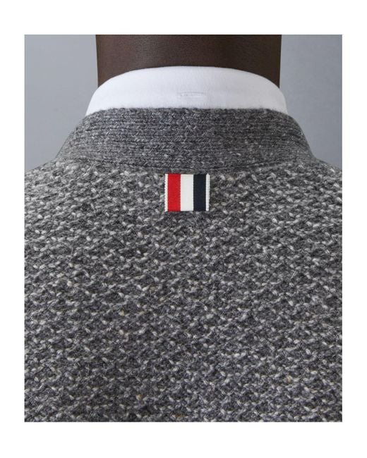 Thom Browne Gray V-Neck Chunky-Knit Cardigan for men