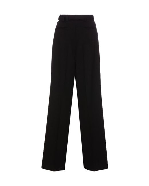 Miu Miu Black Belt-Loop Wool Trousers