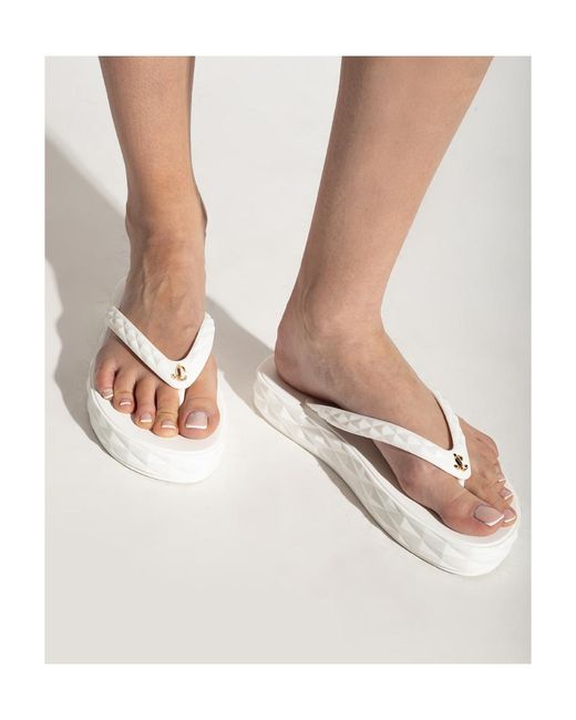 Jimmy Choo White Diamond Flip-Flop Sandals