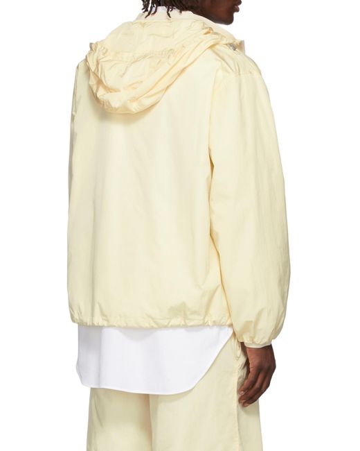Jil Sander Yellow Zip-Up Drawstring Hooded Jacket for men