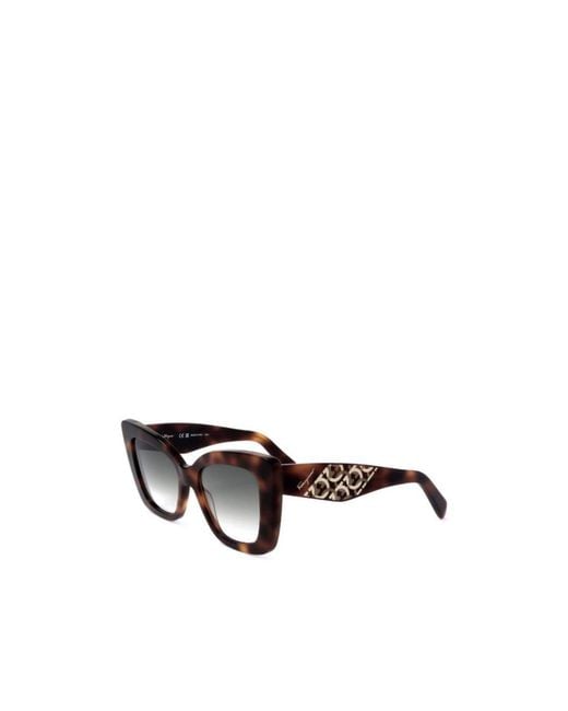 Ferragamo White Ferragamo Eyewear Butterfly Frame Sunglasses
