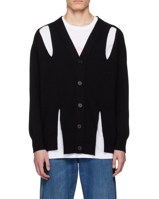 McQueen Black Cut-Out Knitted Cardigan for men