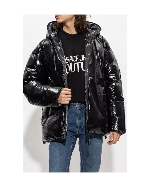 Versace Jeans Black High-Shine Padded Jacket for men
