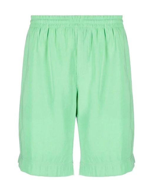 MSGM Green Elastic Belt Shorts for men