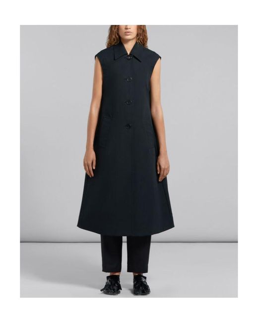 Marni Blue Sleeveless Button-Up Coat