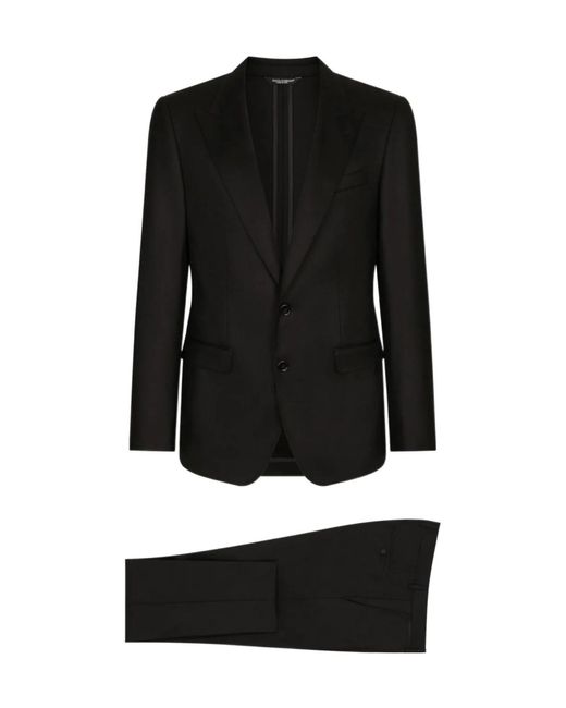 Dolce & Gabbana Black Single-Breasted Pleated Tailored Suit