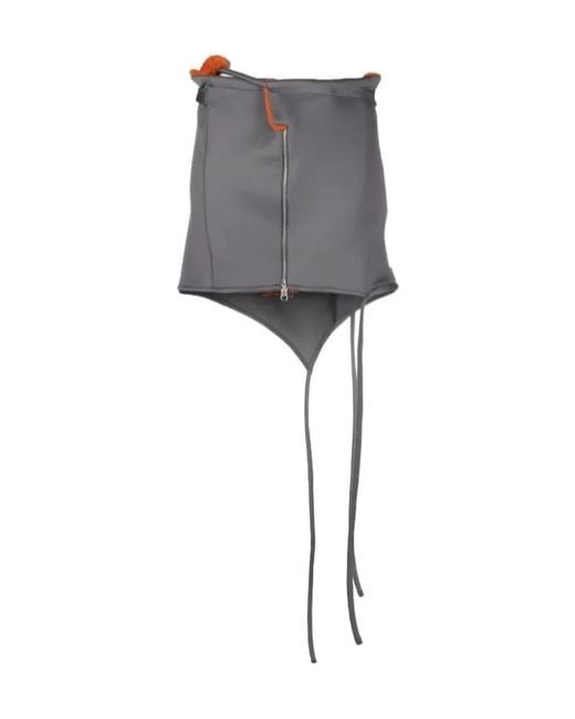 OTTOLINGER Gray Asymmetric-Hem Zip-Up Miniskirt