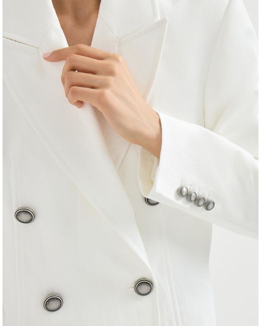 Brunello Cucinelli White Long-Sleeves Blazer