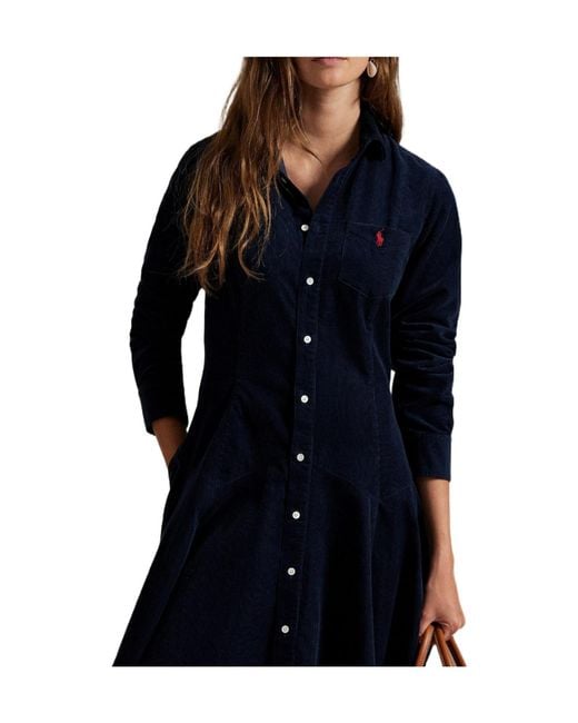 Polo Ralph Lauren Blue Cord Shirt Dress
