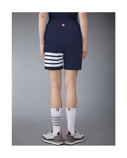 Thom Browne Blue 4-Bar Drawstring Track Shorts