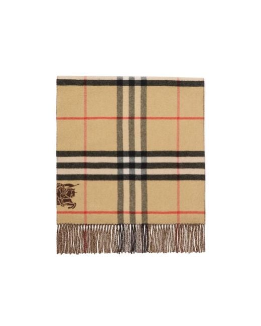 Burberry Brown Wide Reversible Check Cashmere Scarf