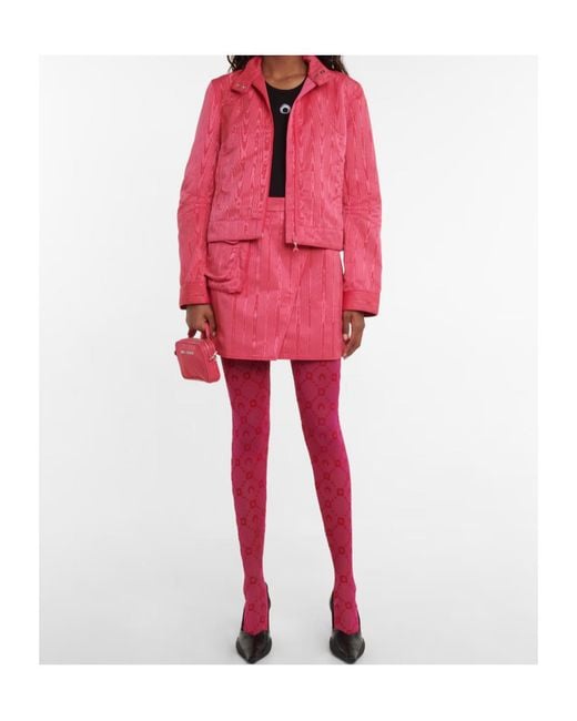 MARINE SERRE Red Boxy Moire Track Jacket