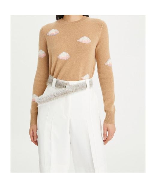 Tory Burch Natural Cashmere Round-Neck Sweater