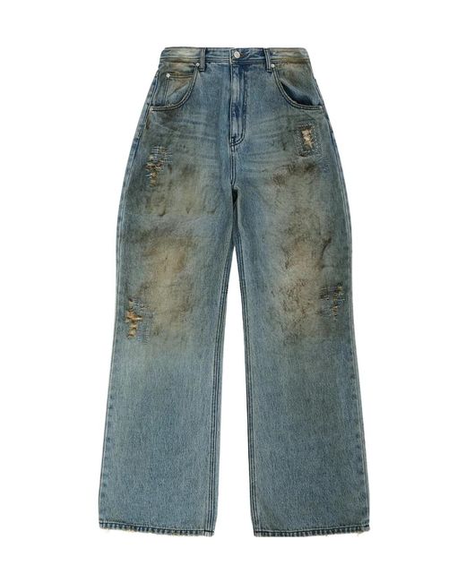 ANDERSSON BELL Blue Destroyed Wide-Leg Jeans for men