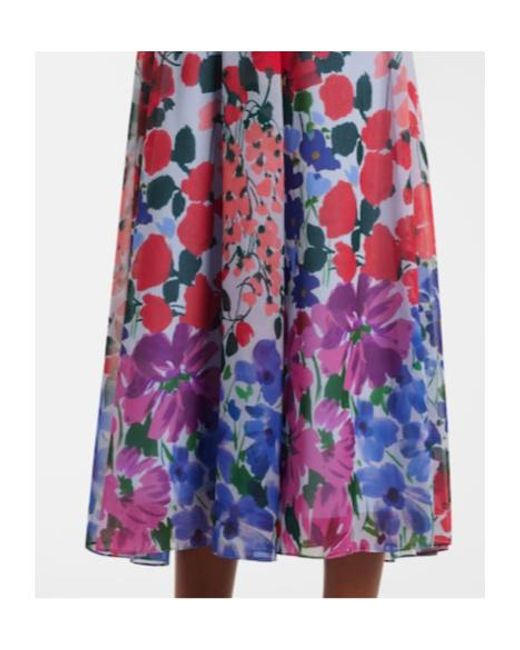 Carolina Herrera Multicolor Floral Gathered Midi Dress