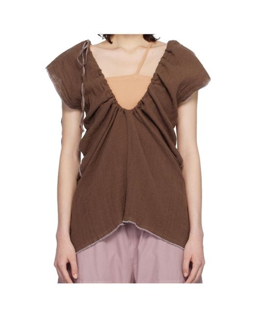 Baserange Brown Pleated Top