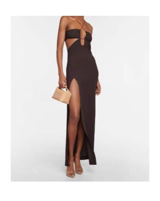 Nensi Dojaka Purple Cutout Jersey Maxi Dress