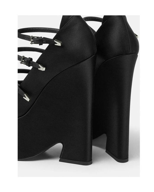 Versace Black Tempest Strappy Platform Pointed Toe Pumps