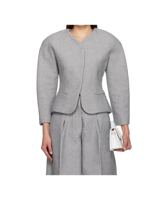Jacquemus Gray Textured-Fabric Fitted Jacket