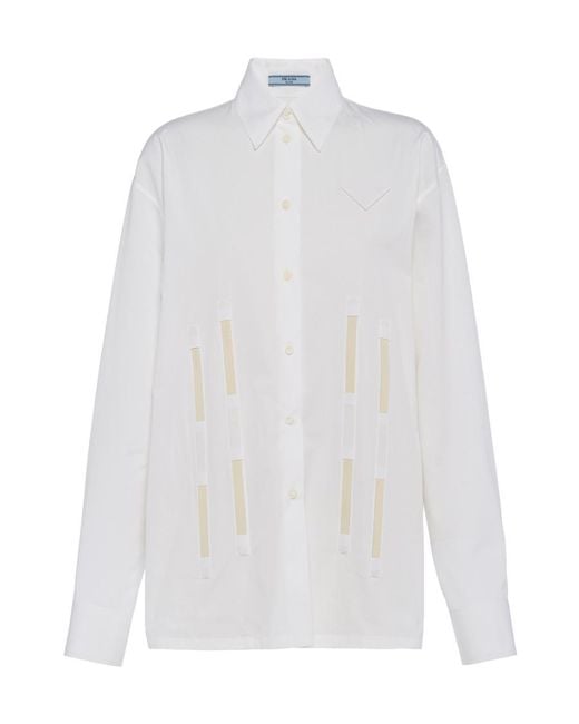 Prada White Long-Sleeve Cotton Shirt