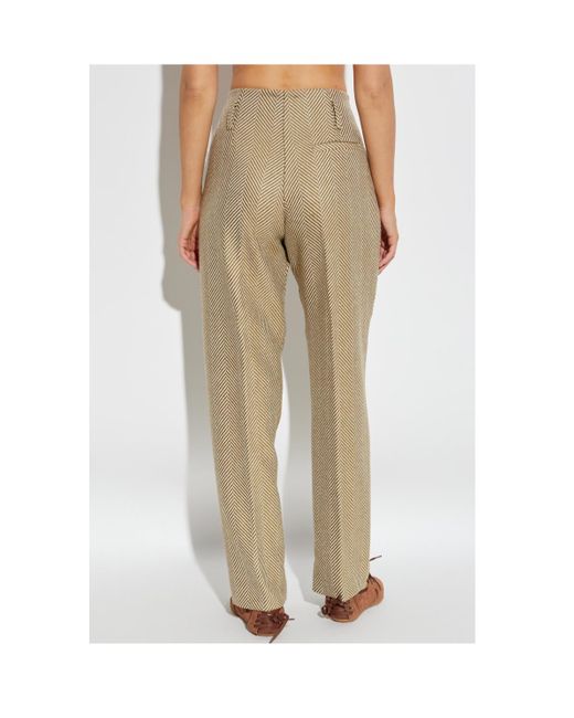 Forte_forte Natural Herringbone Pattern Trousers