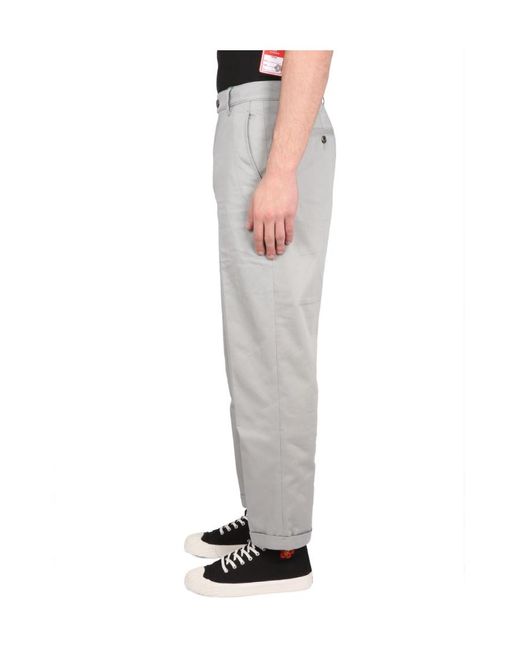 KENZO Gray Turn-Up Brim Chino Trousers for men