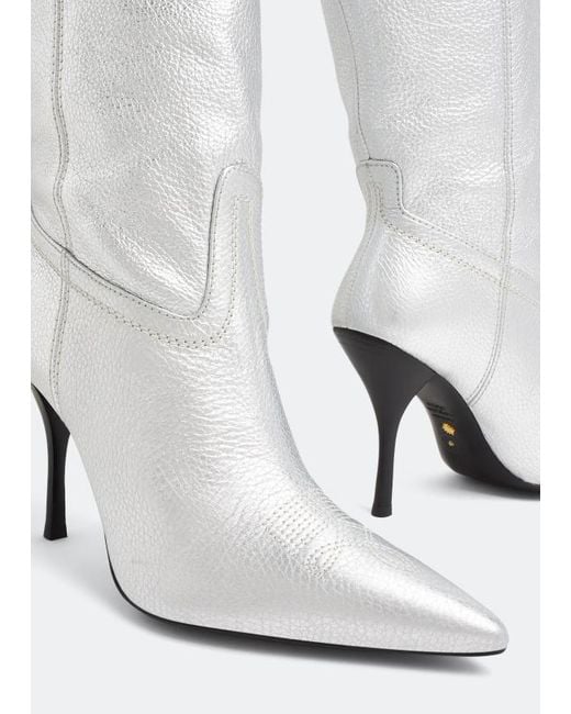 Stuart Weitzman White Pointed Boots