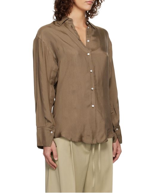 Rohe Brown Long-Sleeved Curved Hem Shirt