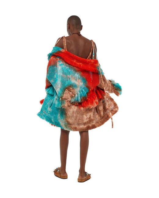 Alanui Red California Dreaming Tie-Dyed Fringed Cardigan