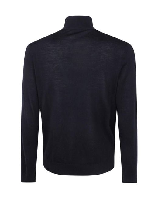 Paul Smith Blue Zip-Neck Knitted Jumper for men