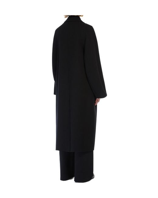 Max Mara Black 'S Double-Breasted Long-Sleeved Coat