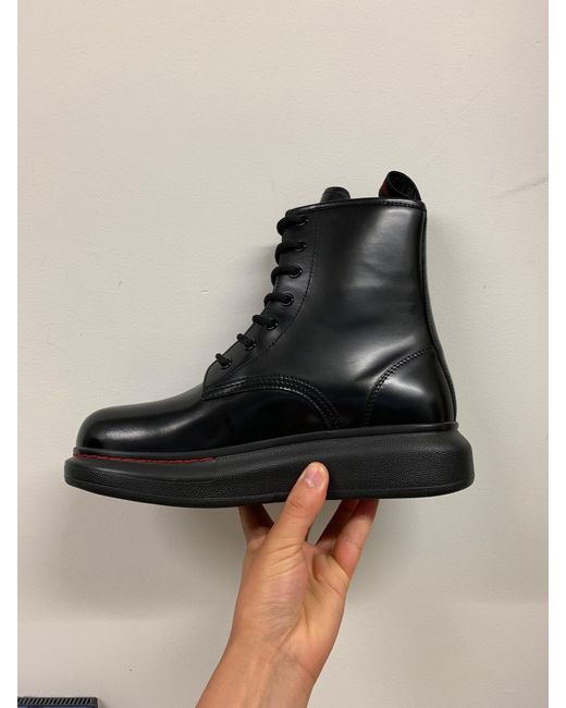 McQueen Black Hybrid Lace-Up Ankle Boots