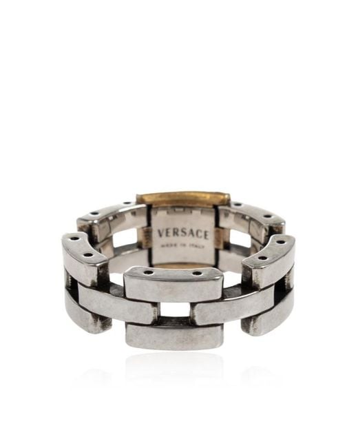 Versace White Medusa Link Ring for men