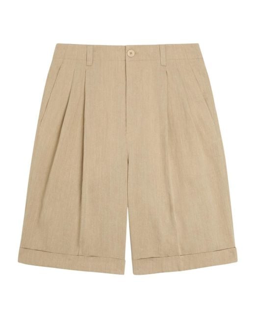 Jacquemus Natural Herringbone Linen-Blend Shorts for men