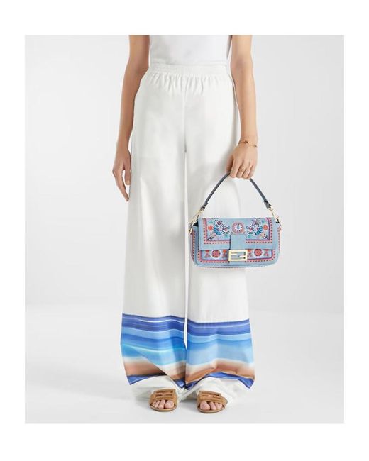 Fendi Blue Baguette Bead-Embroidered Shoulder Bag