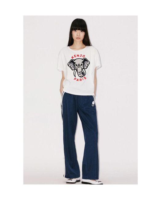 KENZO White Elephant-Embroidered Crewneck T-Shirt