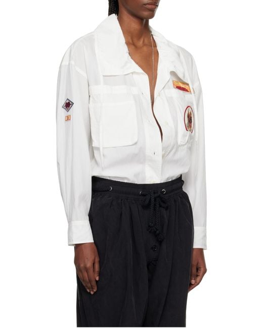 Isabel Marant White Chely Embroidered-Patches Drawstrting Shirt
